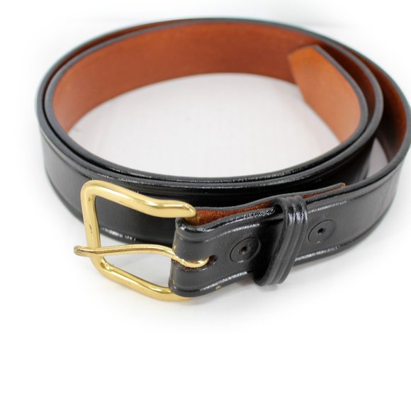 Don Hume Duty Belt Black Leather Brass Buckle Police Snap Buckle Sz 48 Unisex - Picture 3 of 8